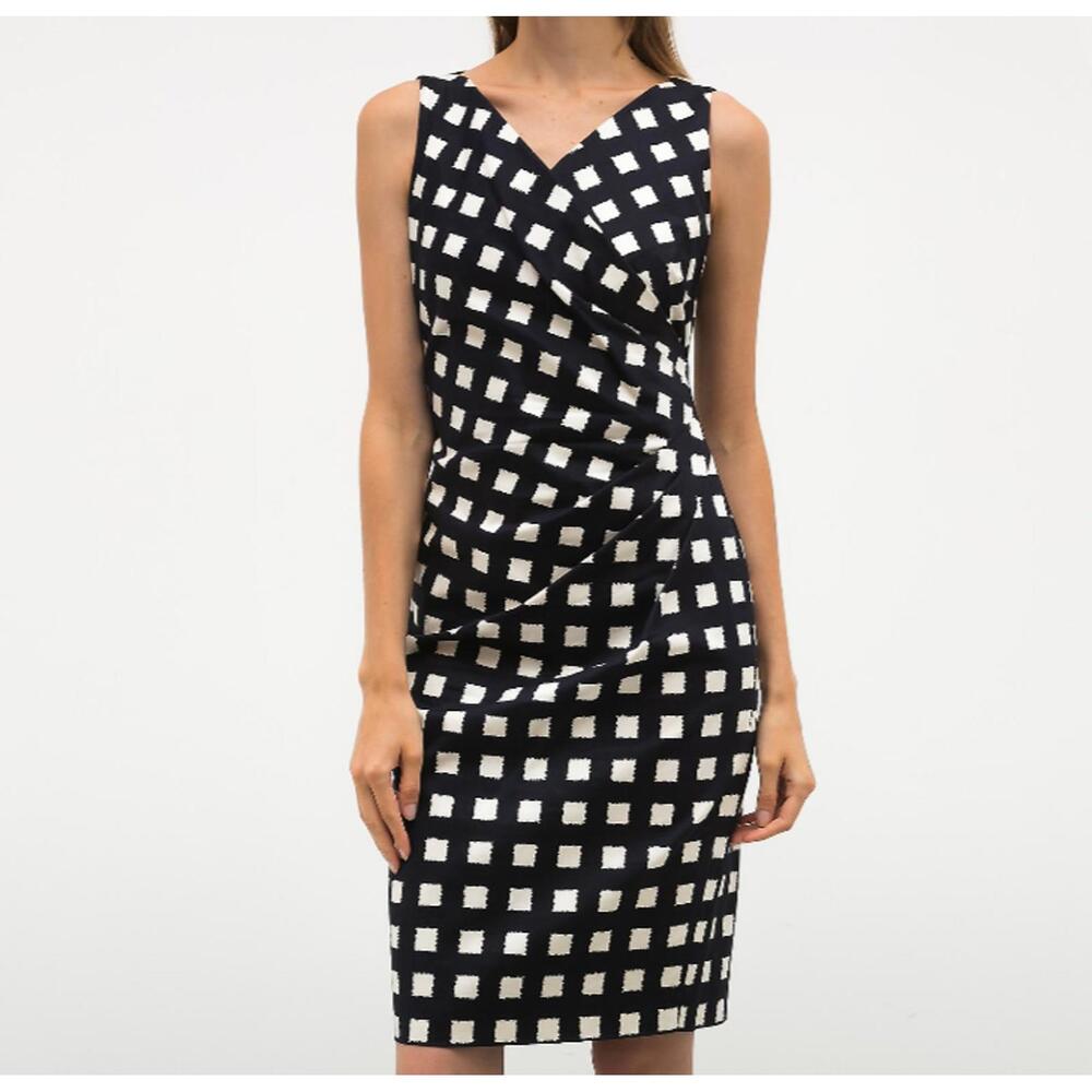 MAX MARA black white square print cotton dress sz 10